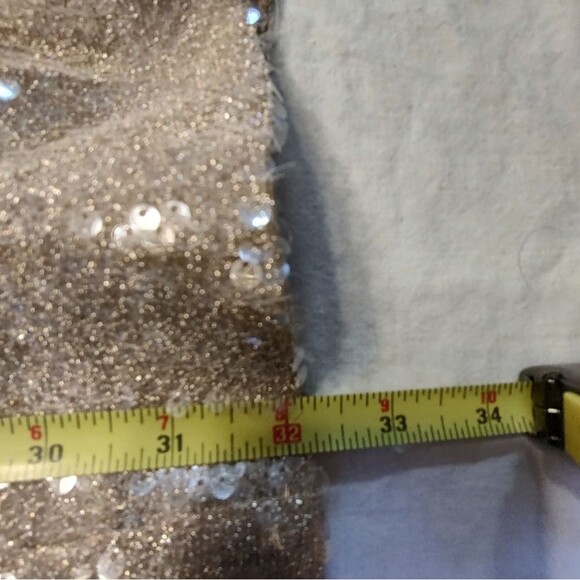 GUESS Champagne Beige Strapless Sequin Mini Dress Size 2 Cocktail Party Look - Picture 11 of 11